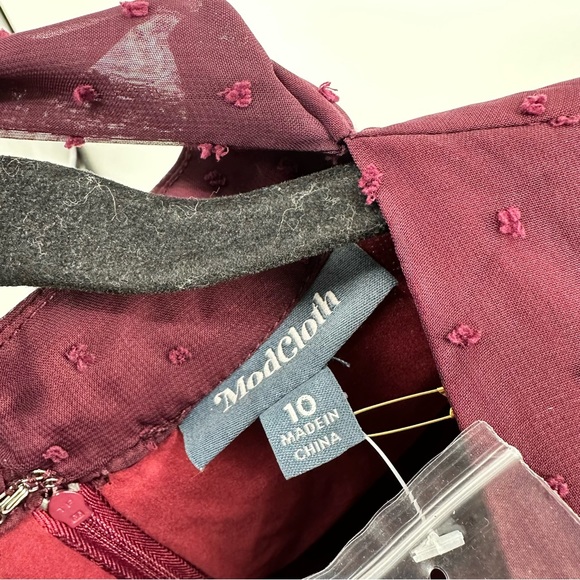 NEW Modcloth Apogee Of Elegance Long Sleeve Chiffon Polka Dot Purple Dress - Picture 6 of 6